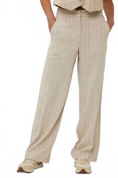 Esqualo Linen Stripe Trousers In Beige In Neutral