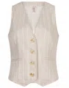 Esqualo Gilet Linen Stripe Vest In Sand In Neutral