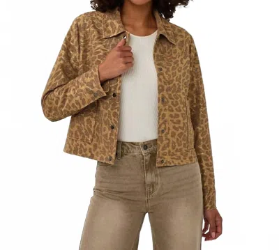 Esqualo Liselotte Leopard Jacket In Golden Olive In Animal Print