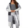 Esqualo Long Knitted Cardigan In Grey In Gray