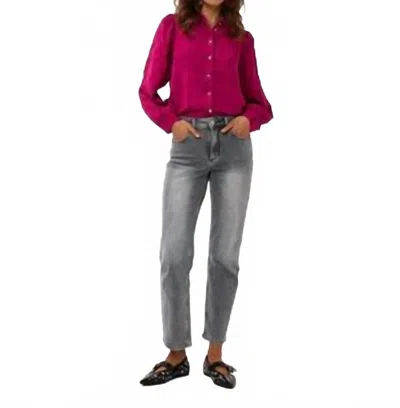 Esqualo Long Sleeve Blouse In Maroon In Pink