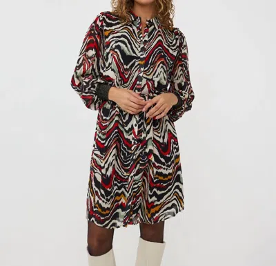 Esqualo Lurex Cuff Waves Dress In Print In Multi