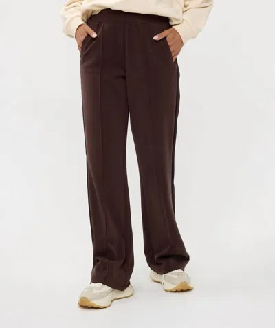 Esqualo Lurex Tape Modal Pant In Chocolate In Gold