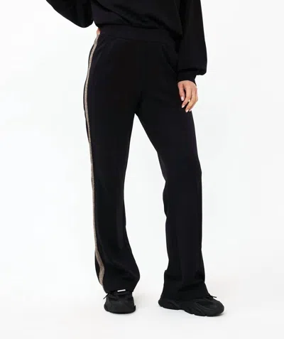 Esqualo Lurex Tape Modal Trousers In Black