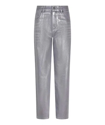 Esqualo Metallic Coated Trousers In Silver