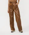 Esqualo Alphi Cargo Vegan Leather Trousers In Brandy In Brown
