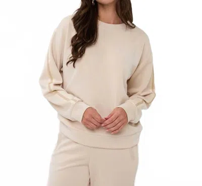 Esqualo Modal Sweatshirt With Rhinestone Trim In Natural In Neutral