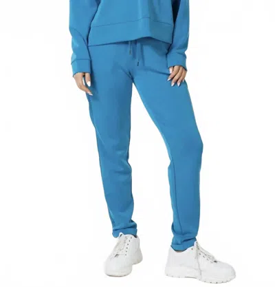 Esqualo Modal Tapered Pant With Satin Taping In Petrol In Blue
