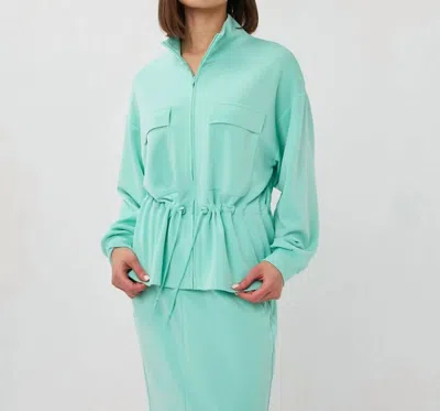 Esqualo Mona Modal Tunnel Waist Cardigan In Mint Green In Multi