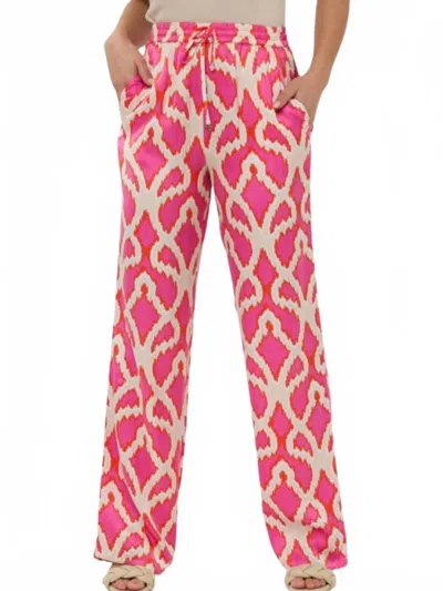 Esqualo Patterned Wide Leg Trouser In Disco Spark In Pink