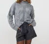 Esqualo Pearl Embellished Melange Sweater In Grey In Grey