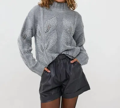 Esqualo Pearl Embellished Melange Sweater In Grey