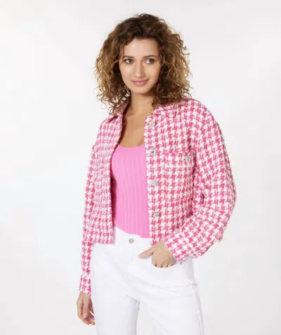 Esqualo Pemille Big Houndstooth Jacket In Pink White In Multi