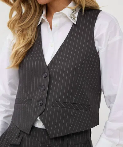Esqualo Pinstripe Vest In Grey In Gray