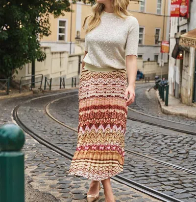Esqualo Pleated Skirt In Yellow Multi