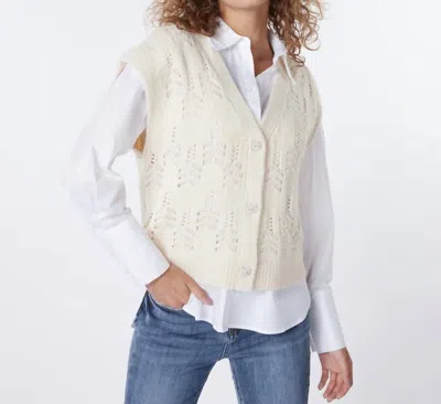 Esqualo Pointelle Knit Sweater Vest In Cream In Beige