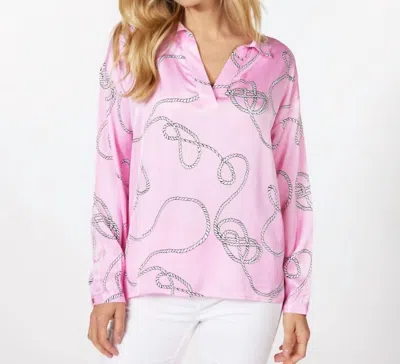Esqualo Polo Collar Rope Blouse In Pattern In Pink