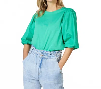 Esqualo Posy Puff Sleeve T-shirt In Jade Green