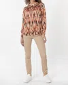 Esqualo Printed Long Sleeve Top In Ethnic Print In Multi