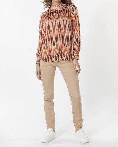 Esqualo Printed Long Sleeve Top In Ethnic Print In Multi