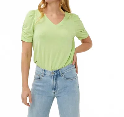 Esqualo Puff Sleeve V Neck Modal Tee In Apple Green
