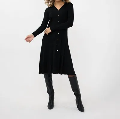 Esqualo Rib Button Closure Dress In Black