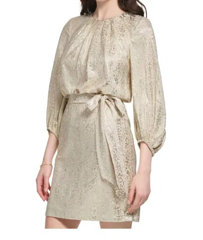 Esqualo Riley Dress In Champagne Gold In Multi