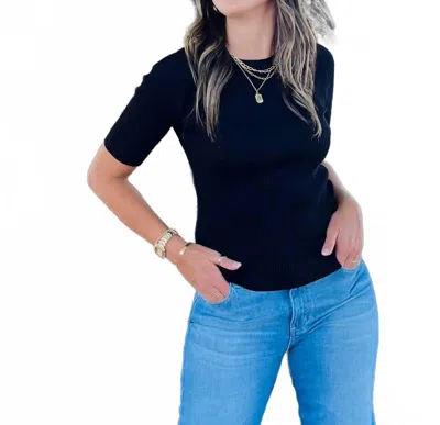 Esqualo Round Neck Ribbed Sweater In Black