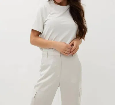 Esqualo Samia Short Sleeve Wide Fit Lurex T-shirt In Light Stone In White