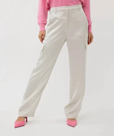 Esqualo Sateen Cargo Trousers In Light Stone In Beige