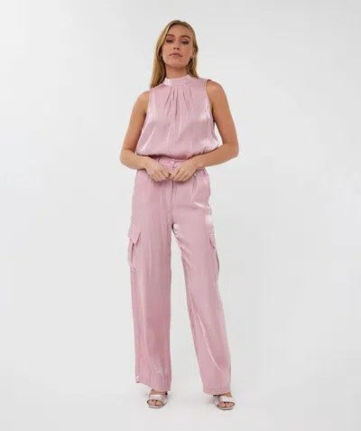 Esqualo Sava Silky Cargo Trousers In Pastel Pink