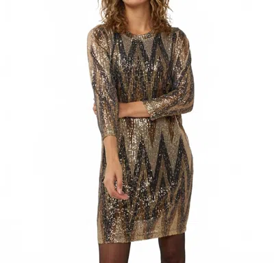 Esqualo Sequin Dress In Gold In Brown