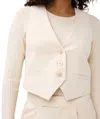 Esqualo Short City Button Up Gilet Sleeveless Vest In Beige In Beige