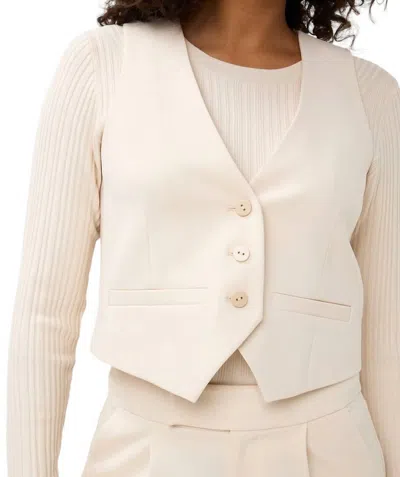 Esqualo Short City Button Up Gilet Sleeveless Vest In Beige In Neutral
