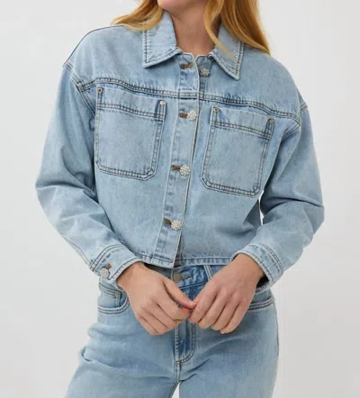 Esqualo Short Oversized Jean Jacket In Blue
