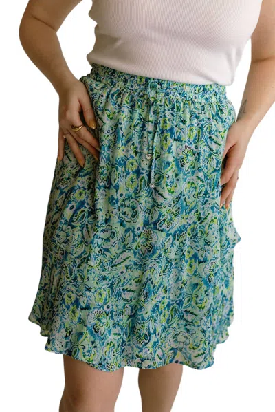 Esqualo Short Skirt In Bayside Flowerbomb In Multi