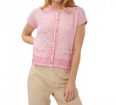 Esqualo Short Sleeve Cardigan In Rose In Pink
