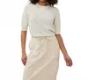Esqualo Short Sleeve Gather Sweater In Light Stone