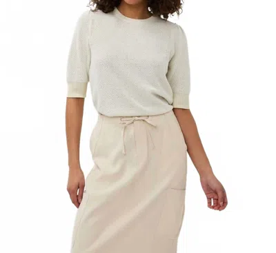 Esqualo Short Sleeve Gather Sweater In Light Stone