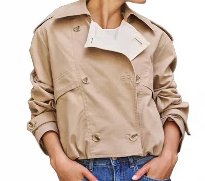 Esqualo Short Trench Coat In Tan In Brown