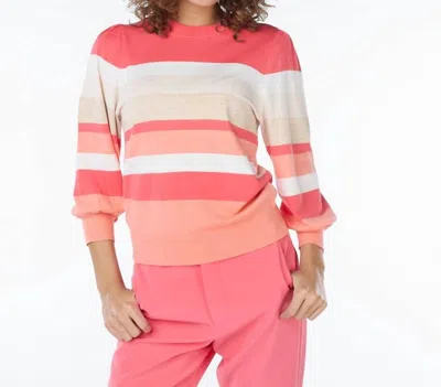 Esqualo Sidsel Stripes Sweater In Coral, Gold, White. Tan In Multi