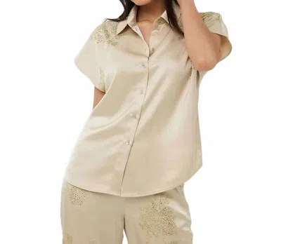 Esqualo Signe Sequins Batwing Blouse In Champagne In Multi