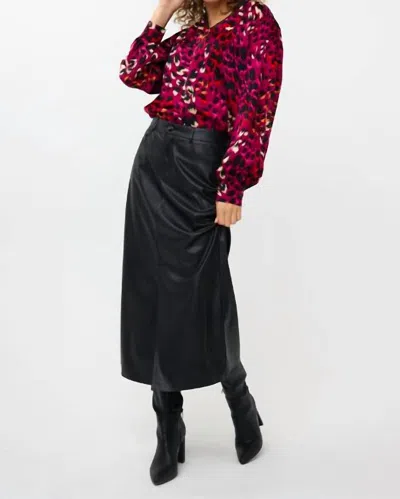 Esqualo Skirt Long Split Vegan Leather In Black