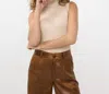 Esqualo Lurex Top In Light Sand In Beige