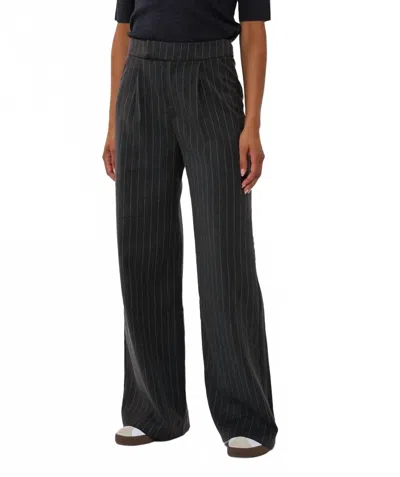 Esqualo Stripe Stud Trousers In Dark Grey Melange In Black