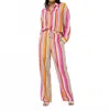 Esqualo Striped Wide Trousers In Multi In Multi
