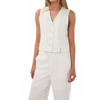 Esqualo Striped Linen Vest In White