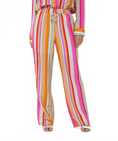 Esqualo Striped Wide Trousers In Multi In Pink