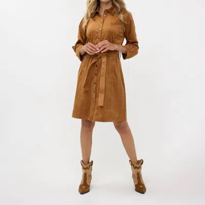 Esqualo Suedine Dress In Camel In Brown