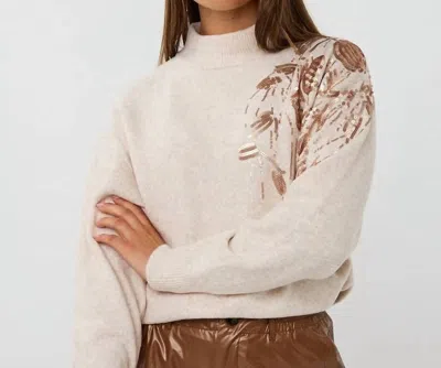 Esqualo Svaney Sequins Sweater In Light Sand In White